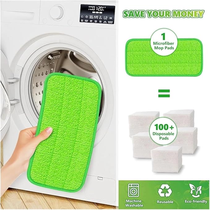 6PCS Reusable Mop Pads,Compatible For Swiffer， Sweeper Mops Washable Microfiber Wet Pads Refills Dry Sweeping Cloths