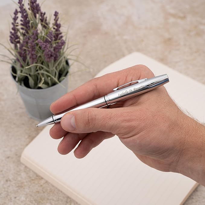 Cross Coventry Ballpoint Pen with Personalized Engraving - Polished Chrome with Black Accent Banding - Gift for Graduation, Retirement, New Job, or Corporate Recognition