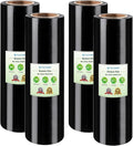 TICONN 4Pk Stretch Wrap Stretch Film Roll, 1000ft Industrial Strength 18 inch Wide Black Plastic Wrap for Pallet Wrapping Shipping Moving (No Handle)