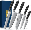HOSHANHO 5 Pieces Knife Set, High Carbon Powder Steel Forged Chef Knife Set | Japanese Kitchen Knives Set with Ergonomic Pakkawood Handle, Ultra Sharp Kitchen Gadgets with Gift Box for Men and Women