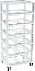 Vtopmart 6-Tier Rolling Cart with Deep Drawers, Clear Plastic Storage Organizer for Art & Craft Supplies, Toy, Office, Classroom, Bedroom, Bathroom
