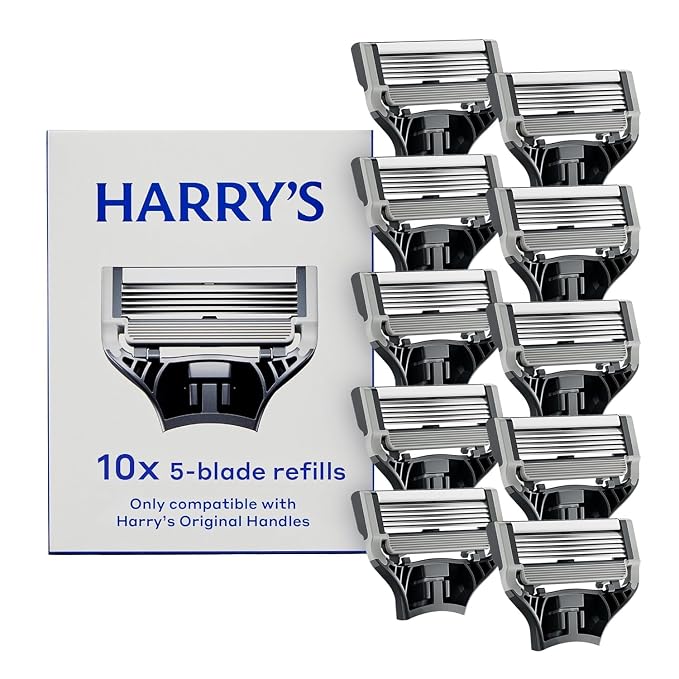 Harry's Original Razor Blades for Men - 10 Count - Premium Razor Blade Refill Cartridges - German Engineered