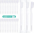Disposable Toothbrush Bulk, White, 400 Pack, Adult | Individually Wrapped, Hard Bristle, Manual, Travel, Single Use