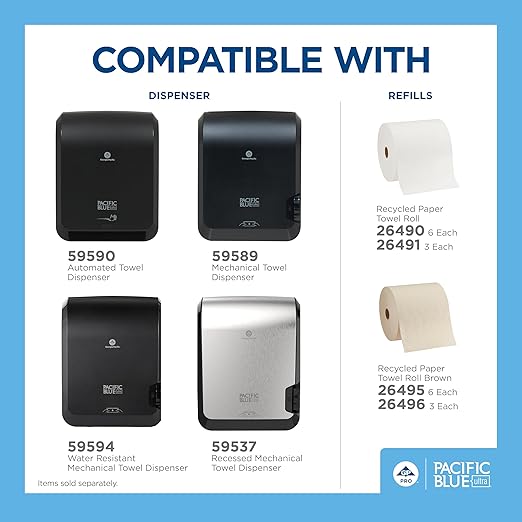 Pacific Blue Ultra 8" High-Capacity Automated Touchless Paper Towel Dispenser by GP PRO (Georgia-Pacific); Black; 59590; 12.9" W x 9" D x 16" H; 1 Dispenser