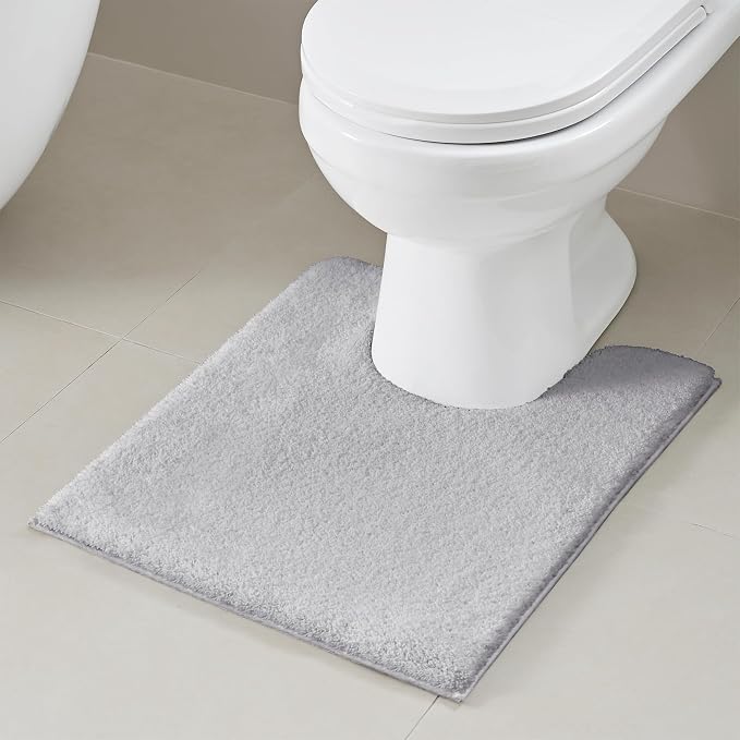 Madison Park Marshmallow Bathroom Rug Non Slip, Luxrurious Plush Bath Mat, Absorbent, Quick Dry, Spa Design Bath Room Décor, 20x24, Silver