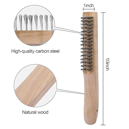 ZOENHOU 24 Pieces10 Inch Wire Brush Wooden Handle, Multi-Purpose Wire Scratch Brush, Wire Brushes for Cleaning Welding Slags and Rust