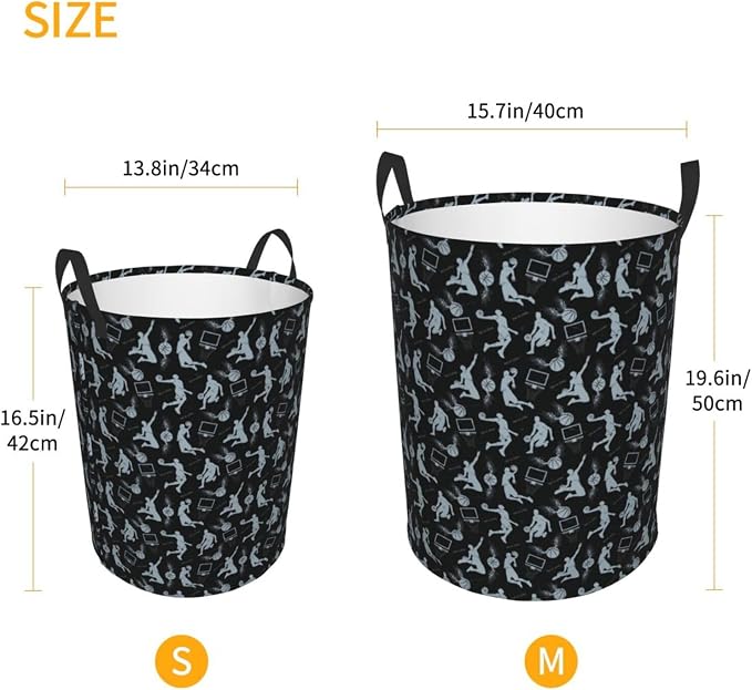 Basketball Net Dribble Jump Shot Laundry Hamper Laundry Basket Circular Hamper Dirty Clothes Storage with Handles