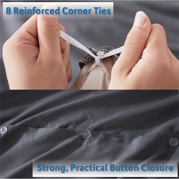 Nestl Twin Duvet Cover Set - Soft Double Brushed Dark Grey Duvet Cover Twin XL, 2 Piece, with Button Closure, 1 Duvet Cover 68x90 inches and 1 Pillow Sham