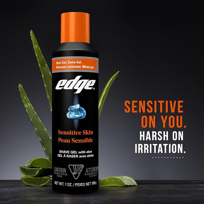 Edge Shaving Gel for Men, Sensitive Skin with Aloe, 6 Pack, Moisturizes, Protects, Soothes, Reduces Skin Irritation