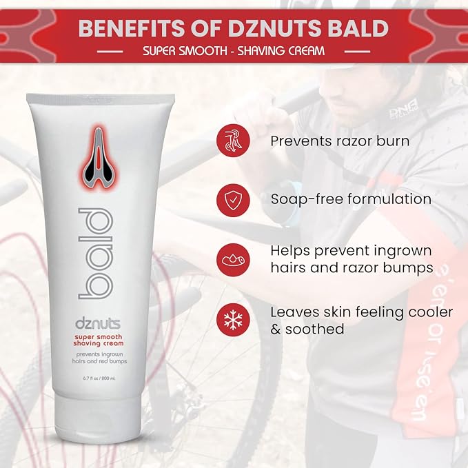 dznuts - Men’s Pro Chamois Cream, Women’s Bliss Chamois Cream, and Bald Super Smooth Shaving Cream - For Saddle Sores, Razor Burns, Ingrown Hairs, and Cuts