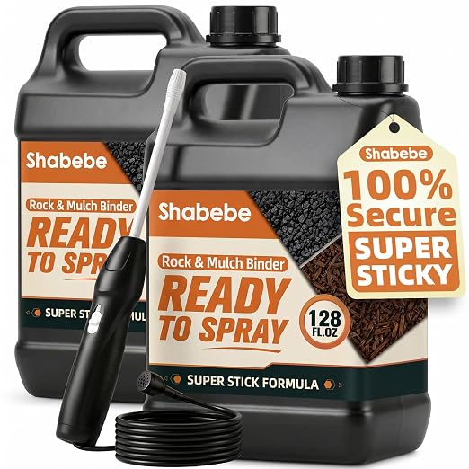 Mulch & Rock Glue with Battery Powered Sprayer, 2 Gallons Ready-to-Use Landscape Glue for Gravel, Mulch & Small Stones, No Dilution Formula, Weather-Resistant Pea Gravel Stabilizer