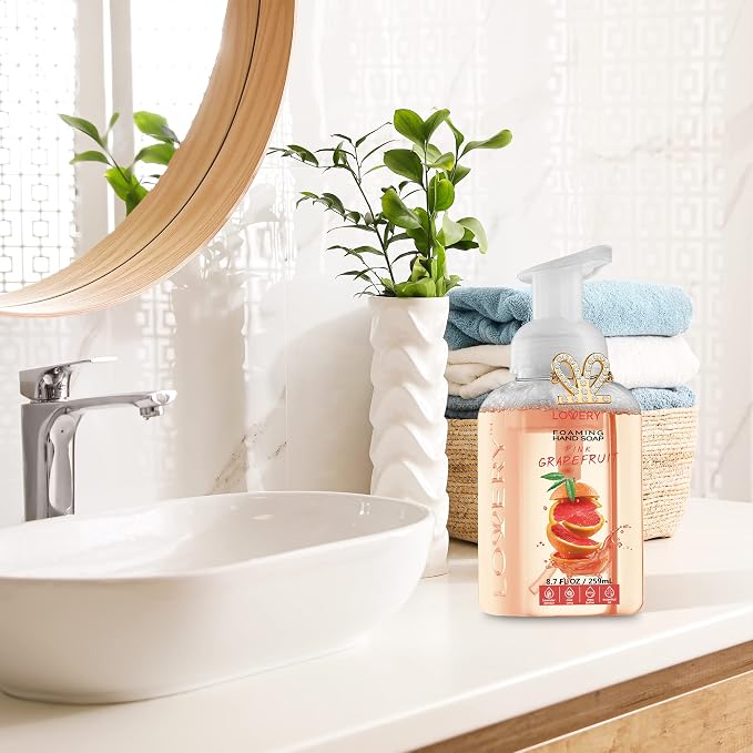 LOVERY Foaming Hand Soap-Pack of 3-Moisturizing Hand Soap with AloeVera & Essential Oils-Alcohol-Free Hand Wash in Honey Almond, PomegranatePeach, Lavender Jasmine Scent-Free Bracelet