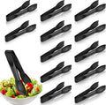Patelai 12 Pcs 6 Inch Utility Tong Plastic Serving Tongs Bulk Scalloped Serving Utensils Charcuterie Accessories Heavy Duty Tongs for Cooking Appetizers Food Catering Dinner Party (Black)