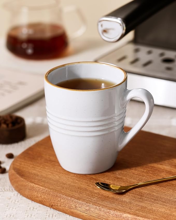 famiware Jupiter Coffee Mugs Set of 8, 13 oz Coffee Mug, Microwave and Dishwasher Safe, Coffee Cups with Handle for Coffee, Tea, Cocoa, Milk, White
