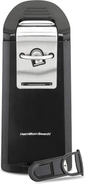 Hamilton Beach Smooth Touch Electric Can Opener With Easy Push Down Lever | Opens All Standard, Extra-Tall & Pop-Top Cans | Includes Bottle Opening Accessory | Built-In Knife Sharpener | Black | 76608