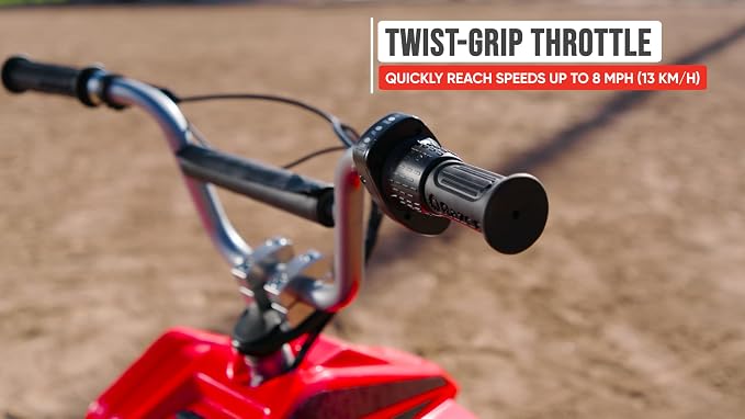 Razor Dirt Quad – 24V Electric 4-Wheeler Ride-On for Kids 8+, Twist-Grip Variable-Speed Acceleration Control, Up to 8 MPH, Forward/Reverse Drive Mode