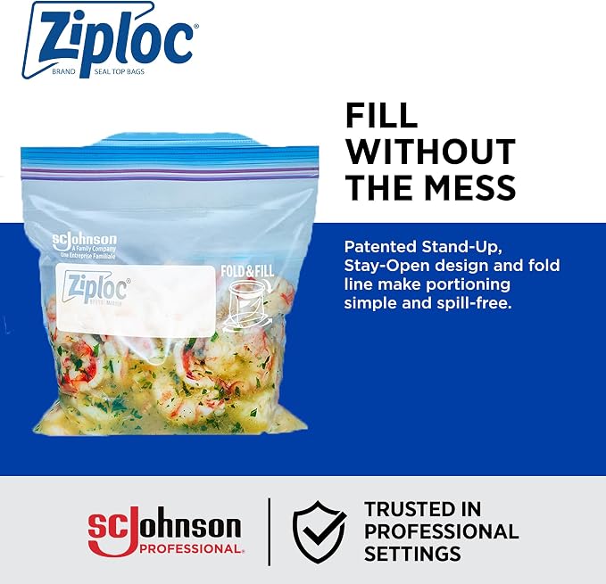 SC Johnson Professional Ziploc Quart Food Storage Freezer Bags, 9 Boxes x 60 Count, 540 Total Bags