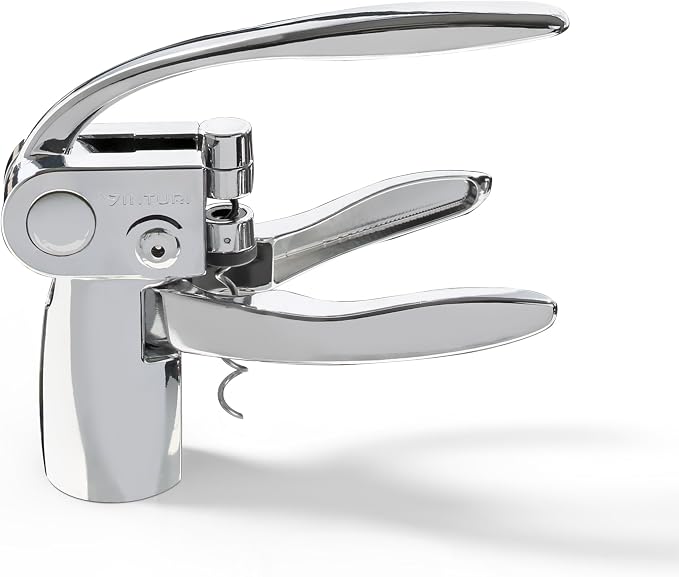 Vinturi Lever Wine Opener Set made of Premium Chrome Wine Corkscrew with Replacement Spiral and Foil Cutter with Sleek, Durable Die-Cast Metal Design