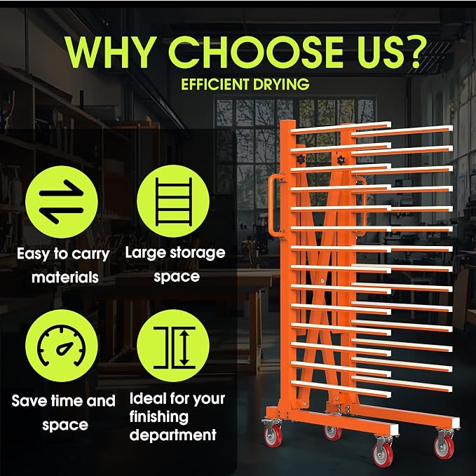 MOOFI 15-Shelf Door & Cabinet Door Paint Drying Rack–Heavy-Duty Metal Rack for Painting,Staining & Curing Doors,Cabinet Doors,Trim & Wood Panels– Space-Saving Drying System for Shops & Remodeling Pros