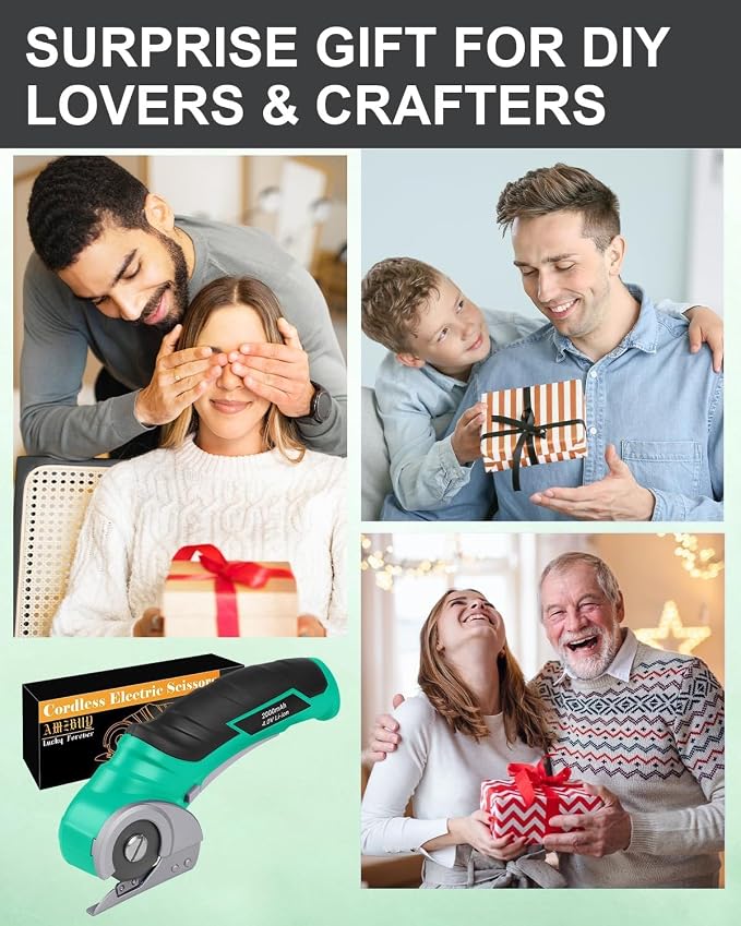 Christmas Stocking Stuffers for Men Adults Gifts Cordless Electric Scissors | Cardboard Cutter Electric Box Cutter,Rechargeable Carpet Cutter Tool with Rotary Blade, Birthday White Elephant Gifts for Him