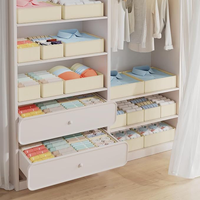 DIMJ Drawer Organizer Clothes Storage- 18 Pack Baby Dresser Organizer for Nursery, Foldable Closet Drawer Organizer Bins for Bedroom Organization, Fabric Storage Dividers for Socks, Underwears, Bras