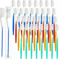 Patelai 700 Pcs Disposable Travel Toothbrush Bulk Individually Wrapped Toothbrush Pack Medium Soft Bristle Manual Disposable Colorful Tooth Brush for Adult Work Travel Hotel Donation (Classic)