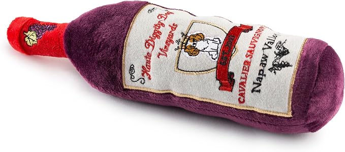 Haute Diggity Dog Cavalier Sauvignon, Plush Designer Dog Toys with Interactive Squeaker, Stimulating Pet Enrichment, Machine-Washable & Safe Materials for All Breeds, One Size