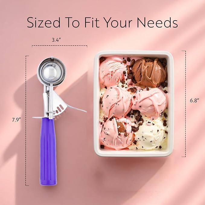 Restaurantware 0.8 Ounce Portion Scoop, 1 Trigger Release Stainless Steel Cookie Scoop - With Orchid Handle, Stainless Steel Disher, For Portion Control, Cookie Dough, Cupcake Batter, Or Ice Cream