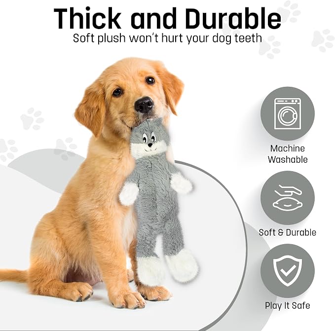 FGA MARKETPLACE Grey Rabbit Dog Toy Flat NO Stuffing NO Squeak, Funny Style Will Entertain Your Pet for Hours, Recommended for Small and Medium Dog 21 INCH Long