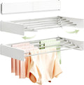 BOQORAD Clothes Drying Rack Wall Mounted 32“,Drying Rack Clothing Wall Mount,Laundry Drying Rack,Wall Mounted Clothes Hanging Rack (White)