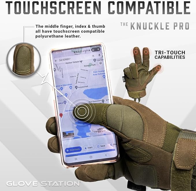Glove Station Hard Knuckle Utility Gloves, Touchscreen, THKFF, Green, 2XL | TPR Impact Shield, Touchscreen Compatible - Motorcycle, Outdoor & Utility Use