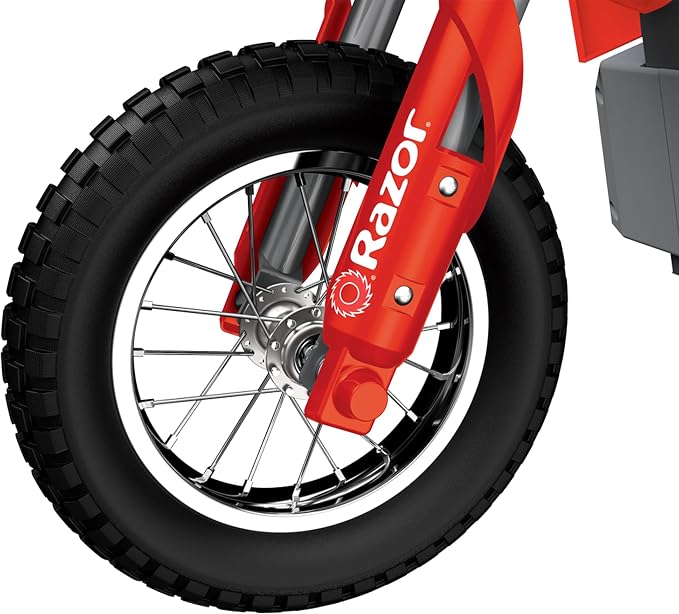 Razor MX350 Dirt Rocket Electric Bike for Kids Ages 8+, 140 lb Max Weight, Red – 24V Battery, Up to 14 Mph, 30-Min Ride Time on High Speed, Twist-Grip Throttle, Spoked Wheels w/ 12” Pneumatic Tires