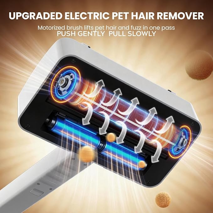Carpet Rake Electric Rechargeable for Pet Hair Removal 10X Efficient and Quiet Cat Dog Hair Remover for Carpet, Rugs, Mats