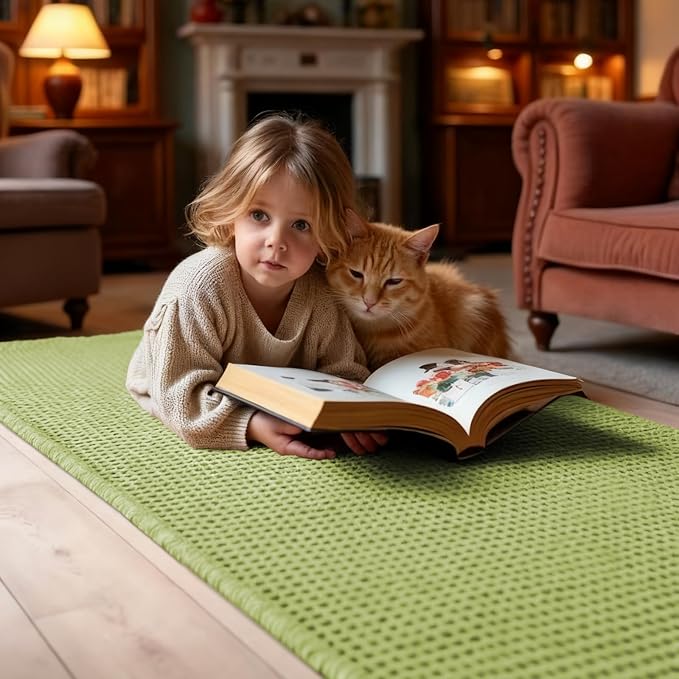 IM HOME Waffle Bath Mat Sage Green 5'x2', Boho Woven Modern Bath Mat Rugs, Absorbent Non Slip Bathroom Rugs, Soft Washable Bath Rugs with Tassels for Bathroom, Bedroom, Kitchen, Shower, Tub