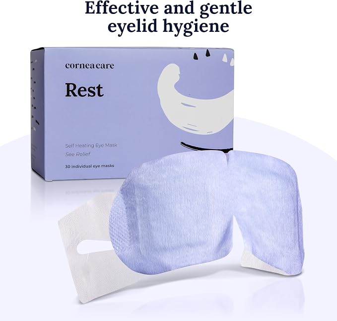 CorneaCare Rest: Self Heating Warm Compress for Dry Eyes | Heated Eye Mask for Fast Relief | Steam Mask for Stye Treatment | No Microwave or Washcloth Needed | Travel Ready Warm Compress | 90 Count