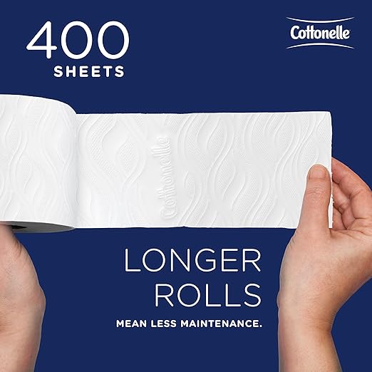 Cottonelle® Professional CleanCare Standard Roll Bulk Toilet Paper (58696), 2-Ply, White, Individually Wrapped (400 Sheets/Roll, 40 Rolls/Case, 16,000 Sheets/Case)
