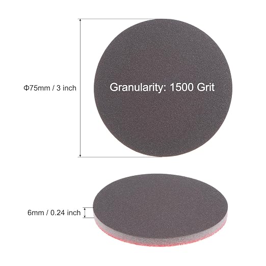 uxcell 50pcs 1500 Grit Sanding Sponge 3 Inch Hook and Loop Sponge Sanding Disc Wet/Dry for Car Wood Drywall Metal