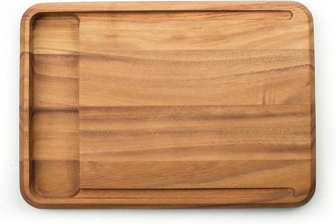 Ironwood Gourmet Acacia Wood Cutting Board With Juice Channel, Big Catch Board, 10" x 15" | Prep Board With Deep Juice Well | Large Cutting Board For Meal Prep | Beautiful Acacia Wood | Easily Cut Meat & Vegetables