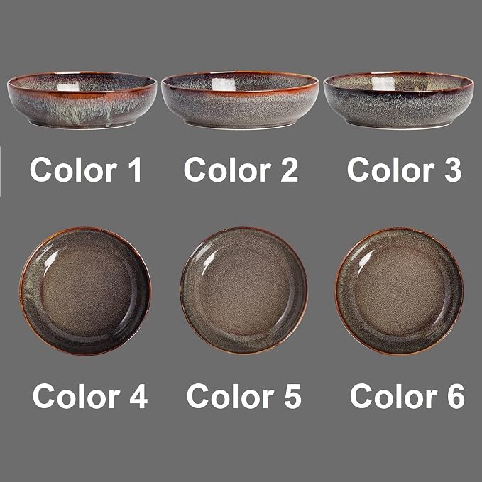 30oz Ceramic bowls set of 4-8" serving bowls for Kitchen,Pasta,Salad-Dishwasher & Microwave Safe Perfect for Housewarming, Thanksgiving, Christmas-Caramel Brown