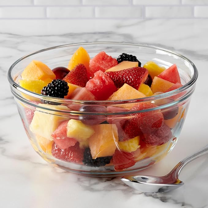 Anchor Hocking Glass Mixing Bowl, 1.5-Quart, Clear | Tempered Glass Construction | Microwave Safe | Oven Safe | Dishwasher Safe | Freezer Safe | Stain & Odor Resistant