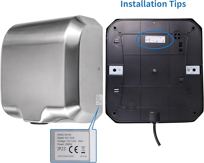 Goetland Stainless Steel Commercial Hand Dryer 1800w Automatic High Speed Heavy Duty Dull Polished Pack of 2