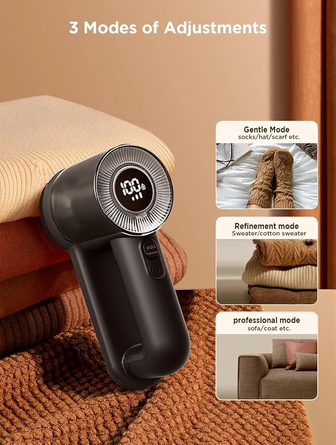 BAHREL Rechargeable Fabric Shaver, 2 in 1 Electric Lint Remover with Lint Brush, Fuzz Lint Shaver, Sweater Shaver to Remove Pilling, Fabric Defuzzer for Clothes, Furniture (Color : Black)