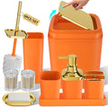 XLHOMO Bathroom Accessories Set - Luxury Orange Bathroom Set, 9 Pieces Bathroom Accessory Set, Orange Bathroom Accessories with Trash Can, Toilet Brush & Soap Dispenser