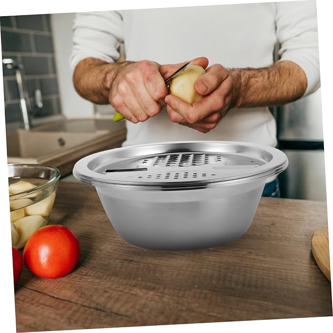 3pcs Stainless Steel Grater Basin Slicer Colander Cutter Dicer Cheese Slicer Vegetable Peeler Fruit Kitchen Tools