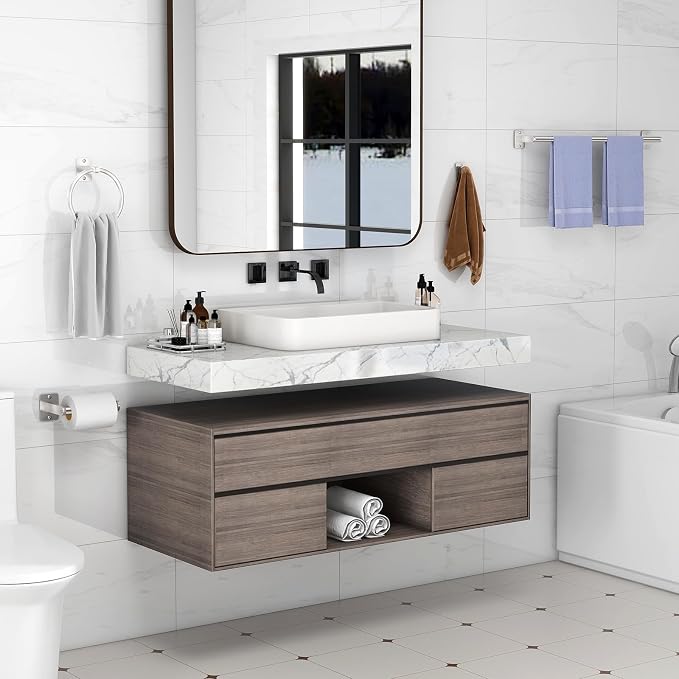 KLJKPA Brushed Nickel Bathroom Accessories Set, 10 Pieces Bathroom Hardware Set, 24 inch Towel Bar, Towel Racks for Bathroom, Robe Towel Hooks, Toilet Paper Holder Wall Mounted