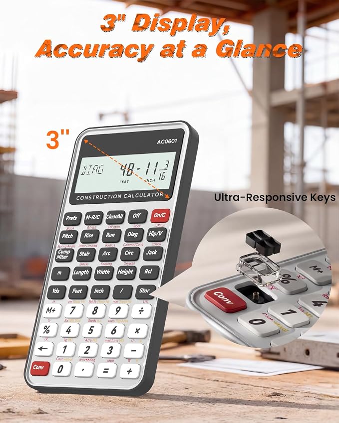 ROATEE Construction Calculator Silver Industrial & Scientific Engineering Calculator for Contractor
