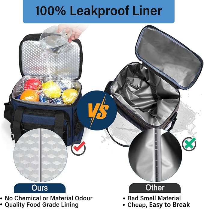 Lunch Box Cooler Bag - Insulated Tactical Lunchbox for Men - Large Lunch Pail Kit for Adults Work Outdoor Shifts Trips Blue 16L
