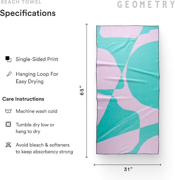 GEOMETRY Micro-Loop Beach Towel – Spring & Summer Collection – Quick-Dry, Sand-Resistant, Ultra-Absorbent Compact Towel for Beach & Travel (Abstract Life)