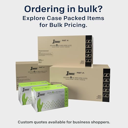 1st Choice Green 6 mil Nitrile Disposable Gloves Diamond Grip XL 2000 | Bulk Purchasing Options, Medium Duty Gloves for Mechanics, Business, and Household Tasks, Food Safe and Chemical Resistant