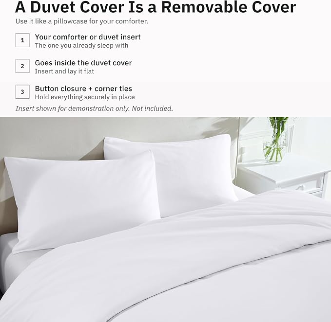 California Design Den 3 Pc Oversized King Duvet Cover Set - Winner Good Housekeeping Best Bedding Awards 2025, 400 Thread Count Sateen, 100% Cotton Duvet Cover Set, Button Closure, Corner Ties - White